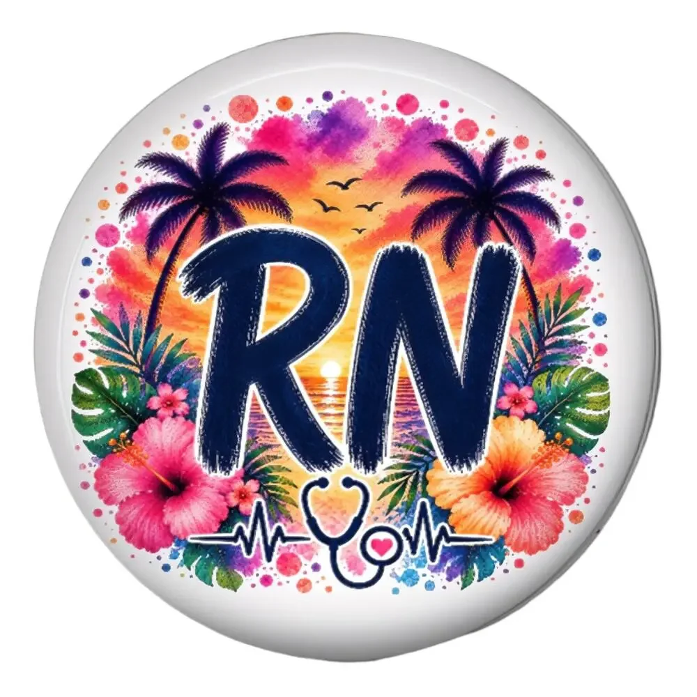 Summer RN Badge Reel & Topper Tropical Nurse Hibiscus Beach Nurse Gift